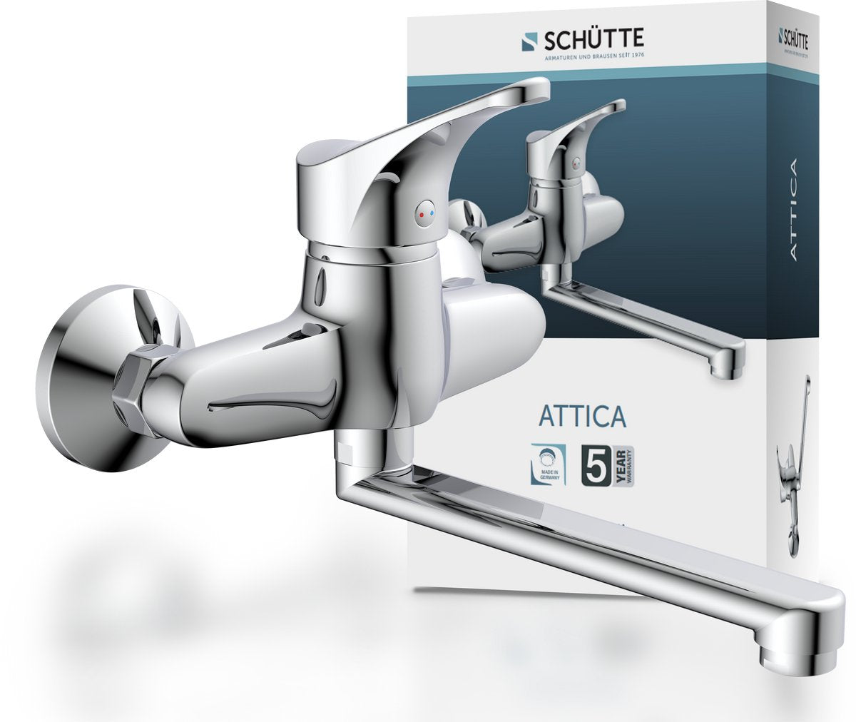 Robinet de cuisine Schütte attica - mitigeur - bec bas et pivotant - montage mural - chrome