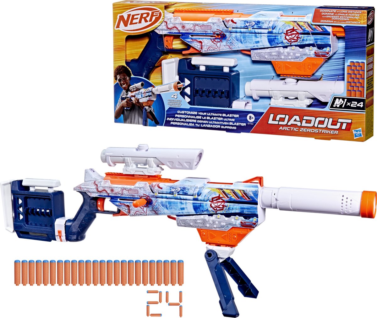 Nerf Loadout Arctic Zero Striker Blaster et 24 fléchettes N1
