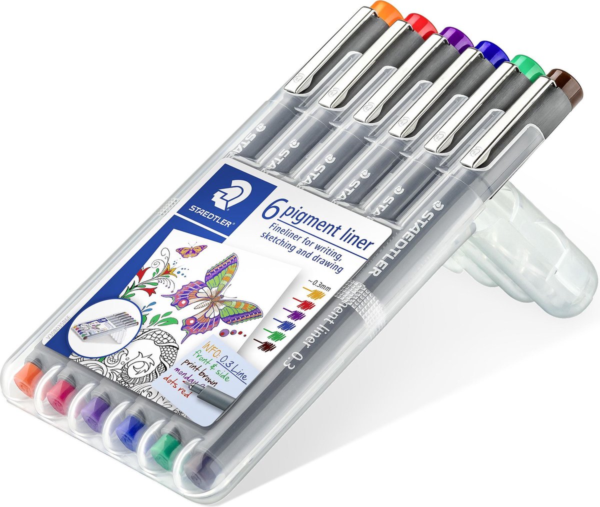 Staedtler - pigment liner - boîte 6 couleurs - 0,3 mm