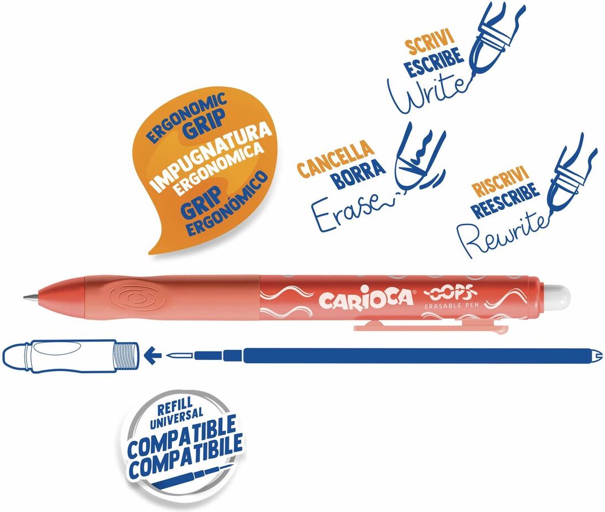 3521 stylo carioca oops rouge 0,7 mm (12 pièces)