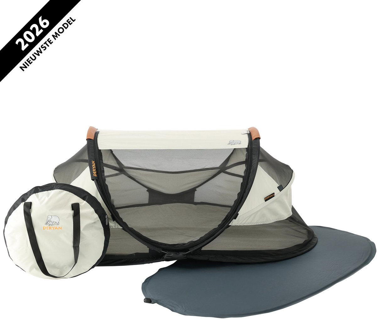 Deryan baby luxe campingbedje - reisbedje baby met matras - ivory