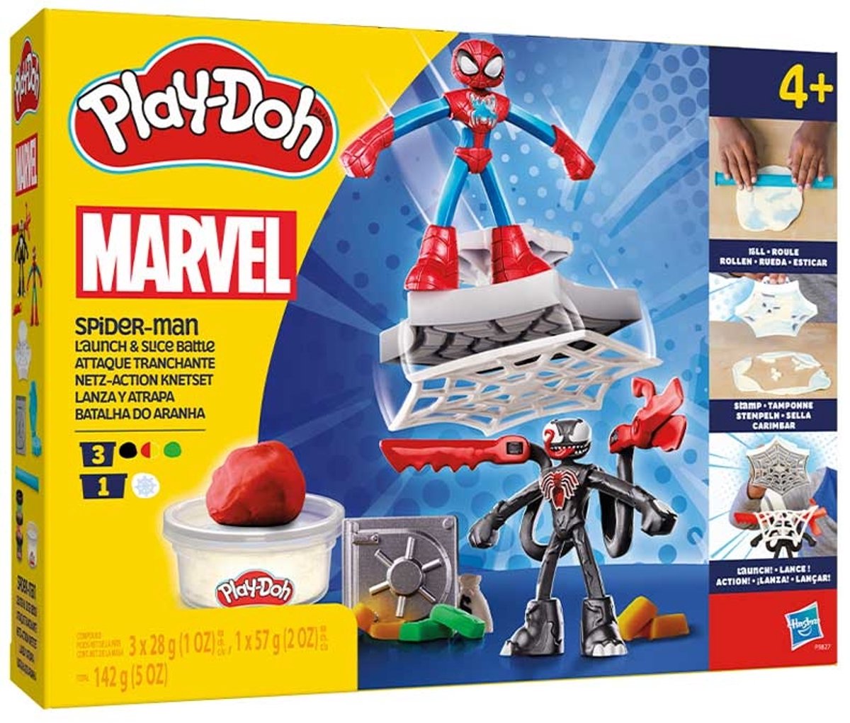 Play-doh marvel spider-man ensemble de jeu à lancer et à découper - pâte à modeler - comprenant 2 figurines