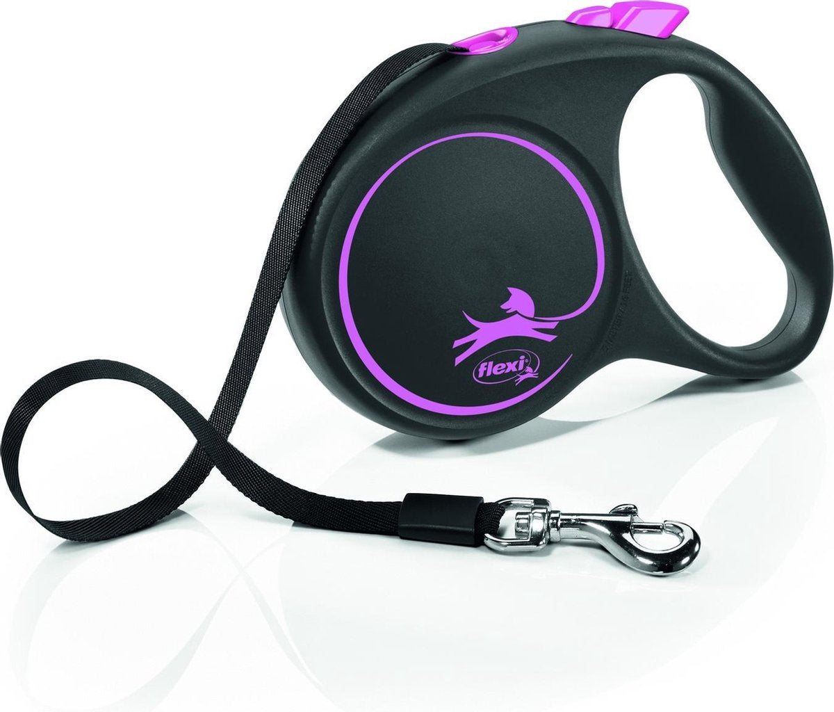 Ruban design noir ligne rétractable Flexi rose
