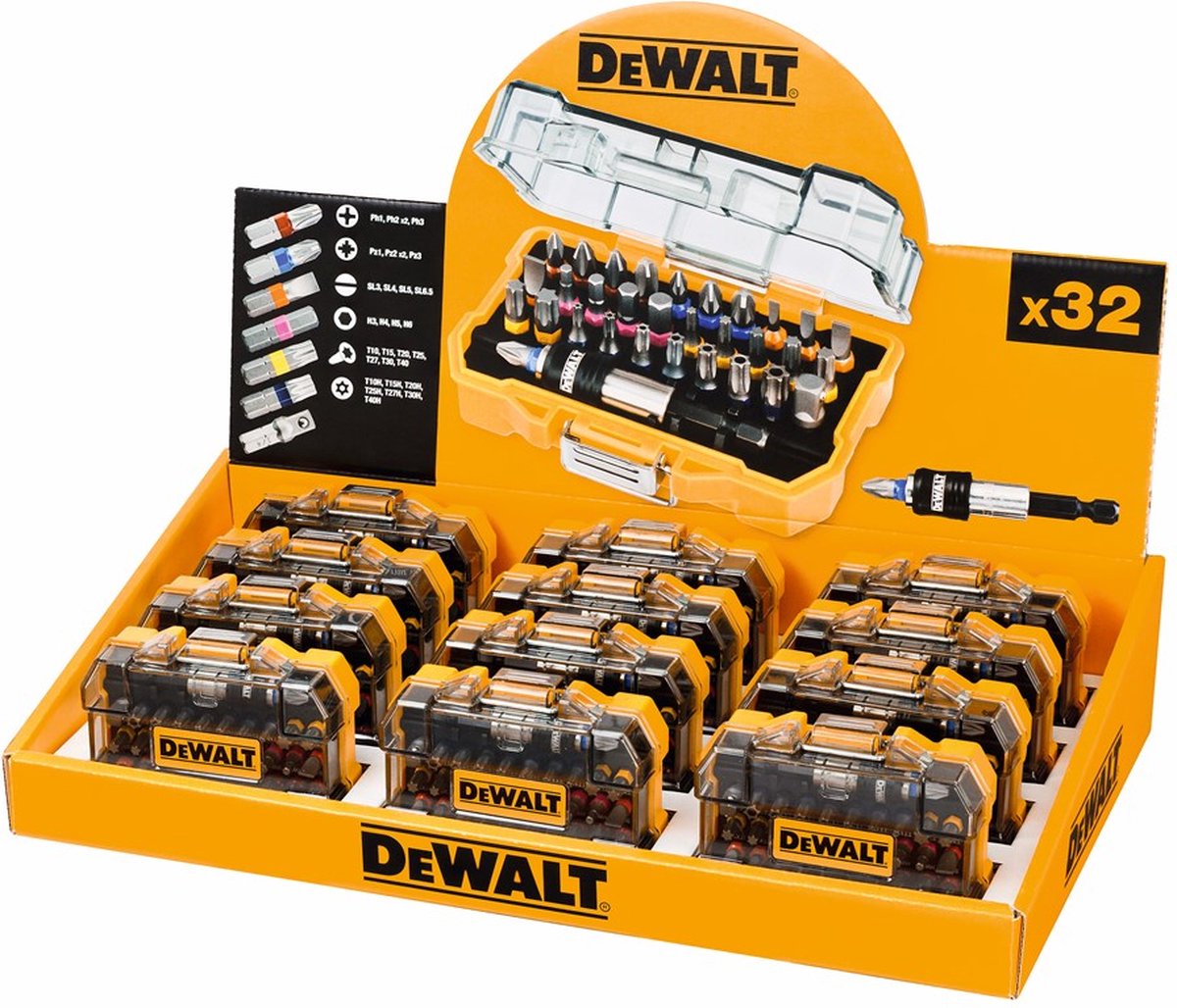 Dewalt dt7969m-qz - jeu d'embouts à vis - 32 pièces - support magnétique - marchandiseur
