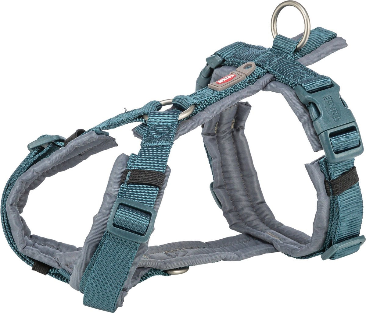 Harnais pour chien Trixie - premium trekking bleu pétrole - réglable 32-38x1,3 cm