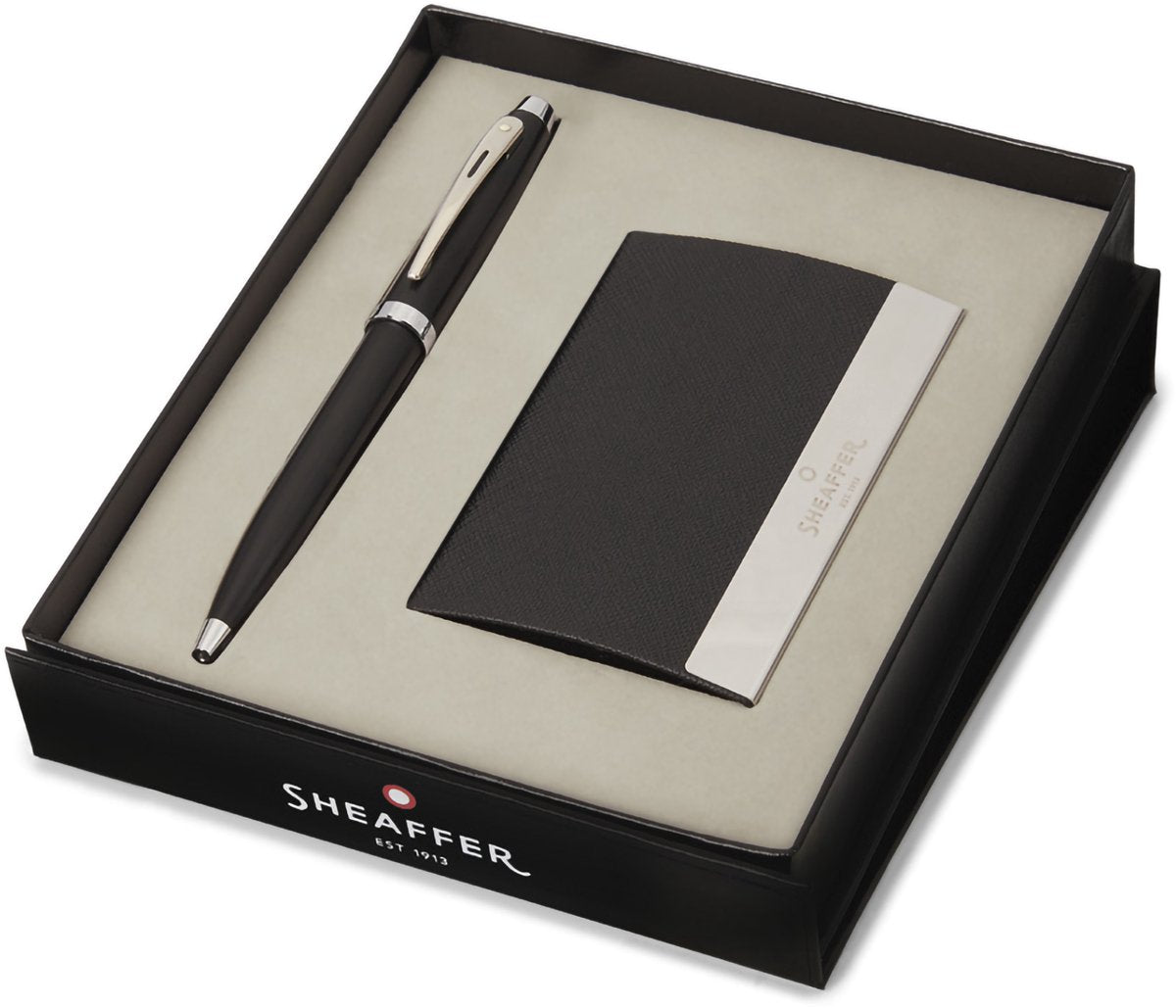 Coffret cadeau stylo à bille Sheaffer-100 g9317-nickel noir mat-avec porte-carte de visite-sf-g2931751-3