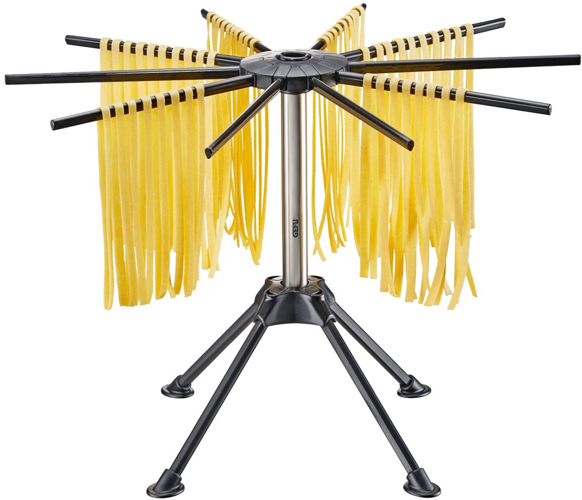 Séchoir à pâtes Gefu diverso petit 25 cm – pliable – avec 10 bras et bâton de transport