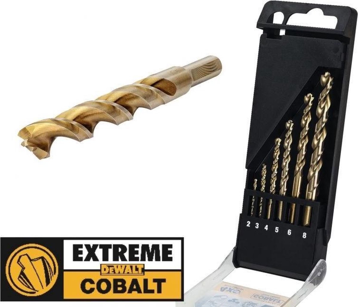 Accessoires Dewalt foret à métal industriel hss au cobalt ensemble de 6 pièces (2,3,4,5,6,8mm) - dt4956-qz