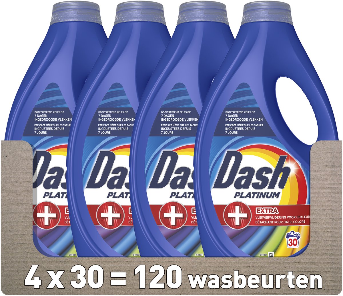 Dash platinum vloeibaar wasmiddel +extra vlekverwijdering voor gekleurde was - 4 x 30 wasbeurten