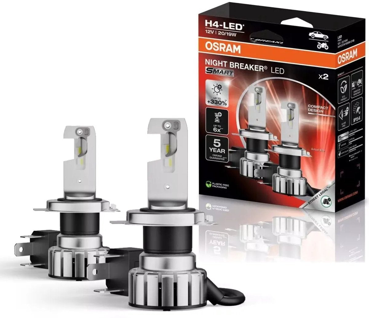 Osram h4 night breaker led smart (set) street-legal plug play blanc froid 6000k +330% 64193dwnbsm