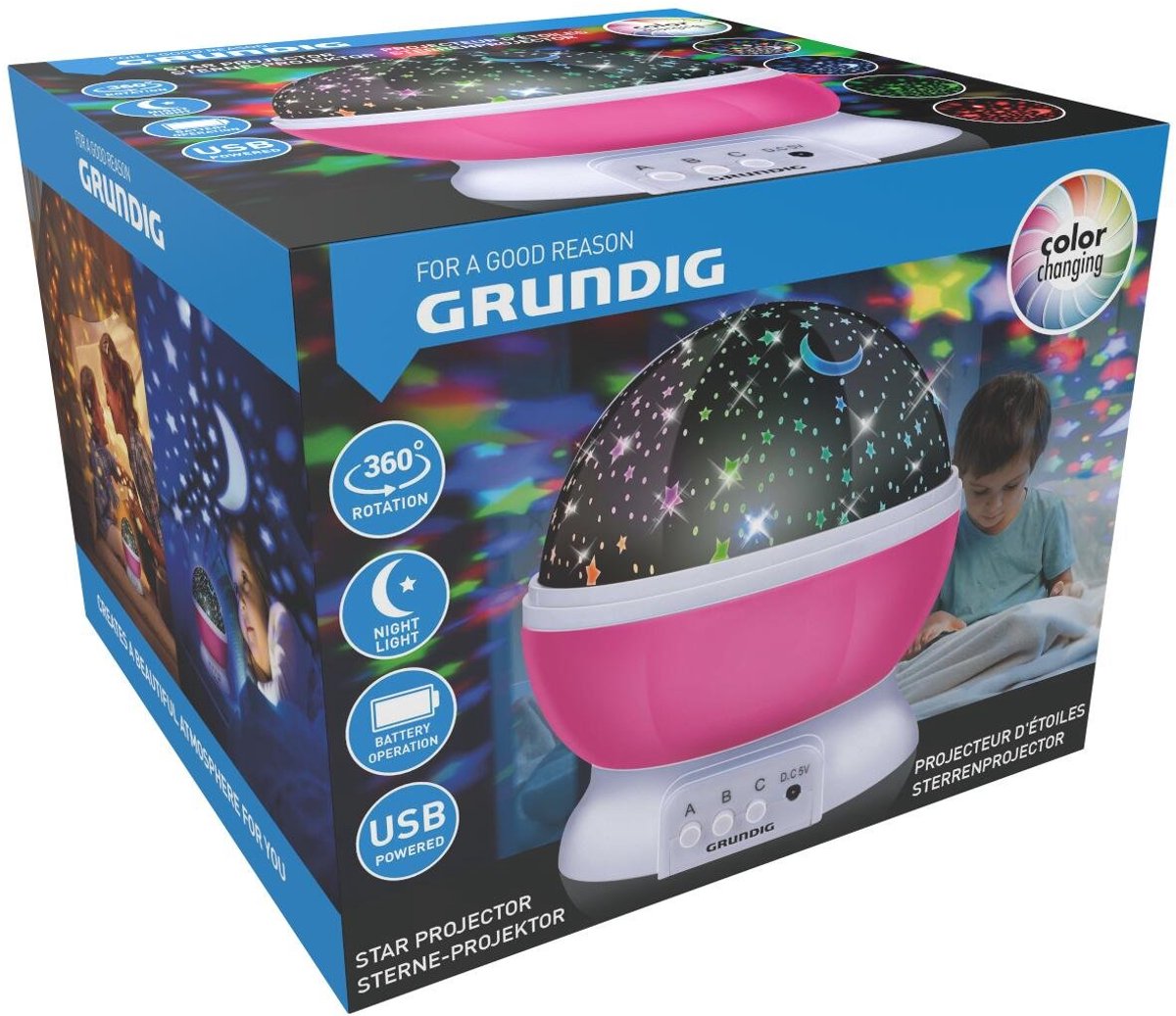 Grundig - projecteur d'étoiles - multicolore - veilleuse - chambre d'enfant - lampe étoile