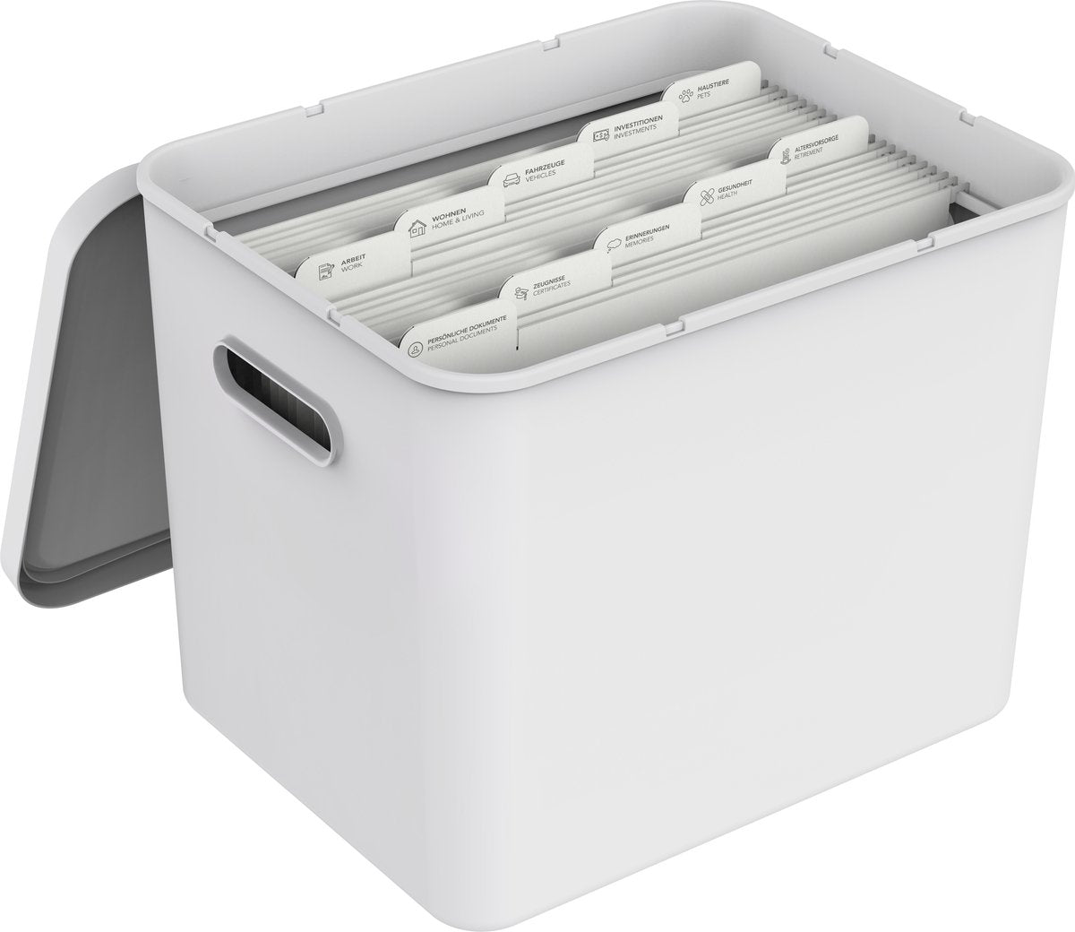 Rotho my paper archive box a4, organisateur de documents avec cintres, 40x29,2x29,8 cm, blanc