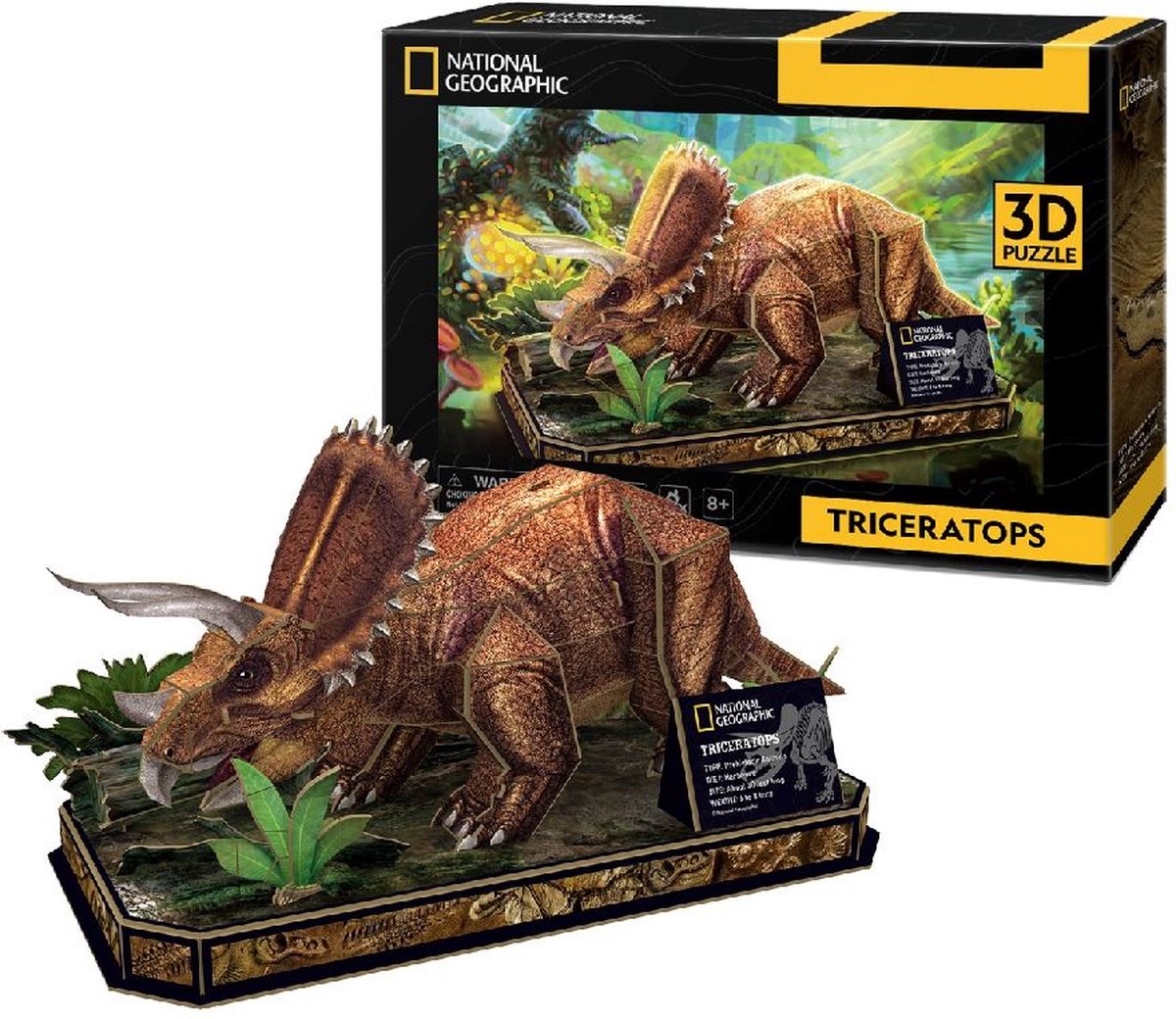 Puzzle 3D cubique amusant tricératops – kit de construction en bois