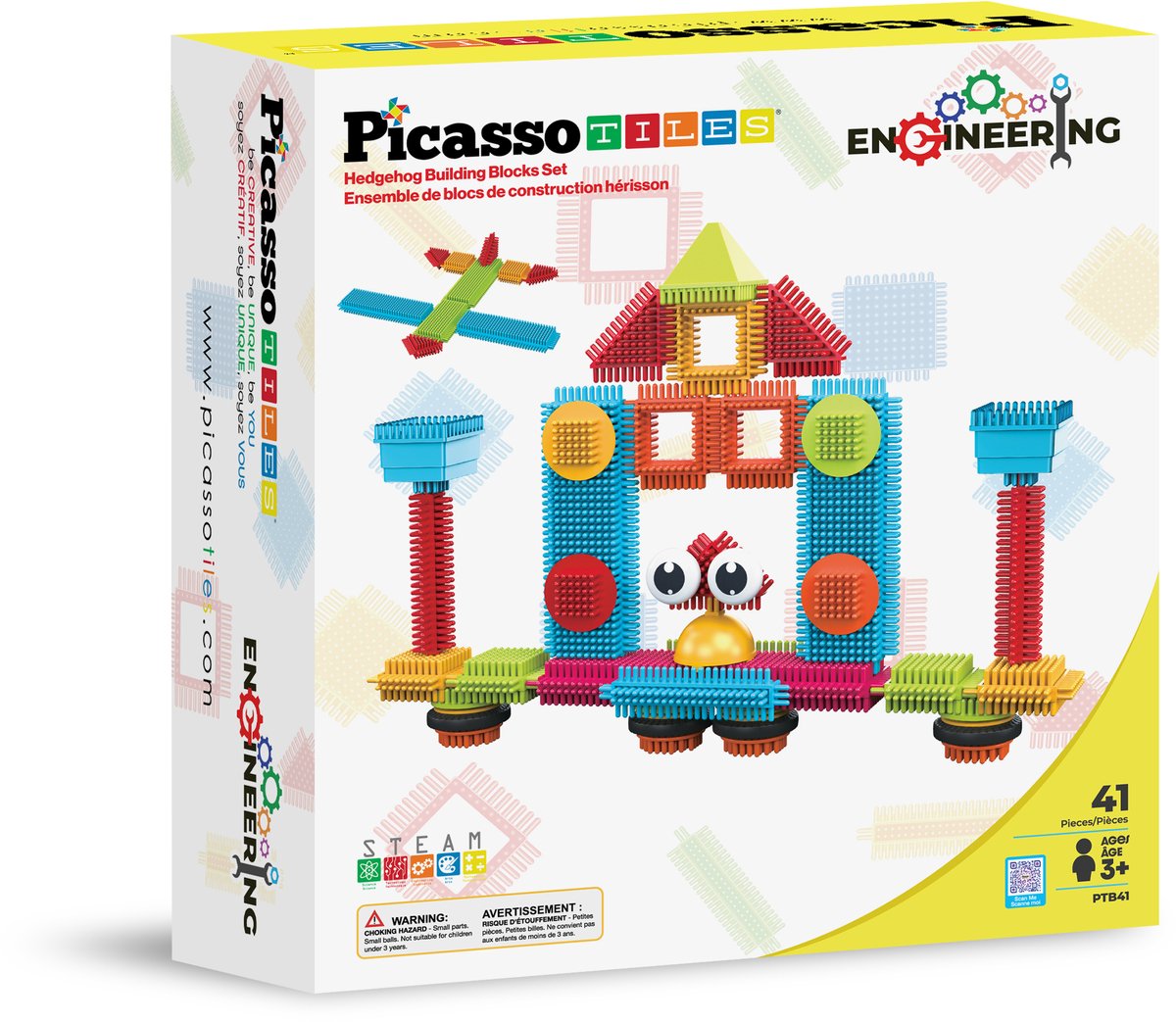 Picassotiles Tactic Picasso Tiles - Jouets de construction - Blocs de construction hérisson - Jouets de construction - Jouets à tige - Jouets de construction créatifs - 41 pièces - à partir de 3 ans