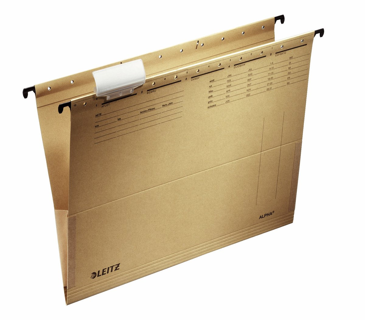 Dossier suspendu Leitz alpha® a4 avec soufflet - 25 pièces - fond en V - marron naturel