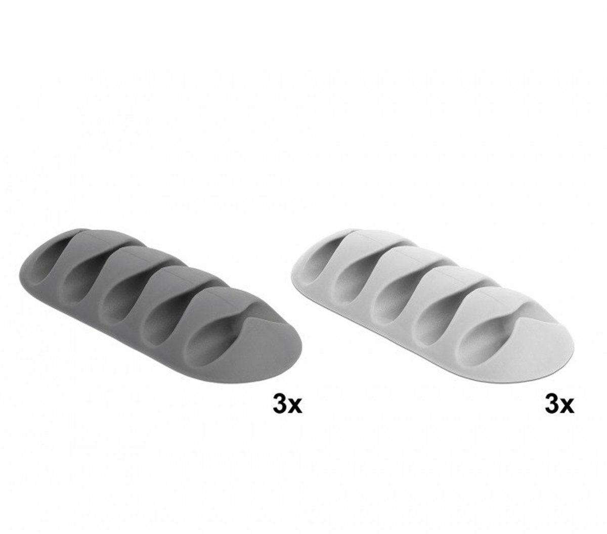 Delock supports de câbles autocollants pour 5 câbles - 6 pièces blanc gris