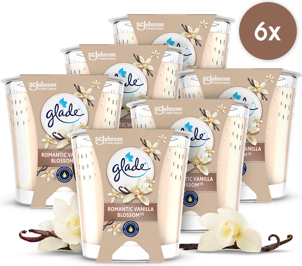 Bougie parfumée Glade romantique fleurs de vanille 100% cire de colza