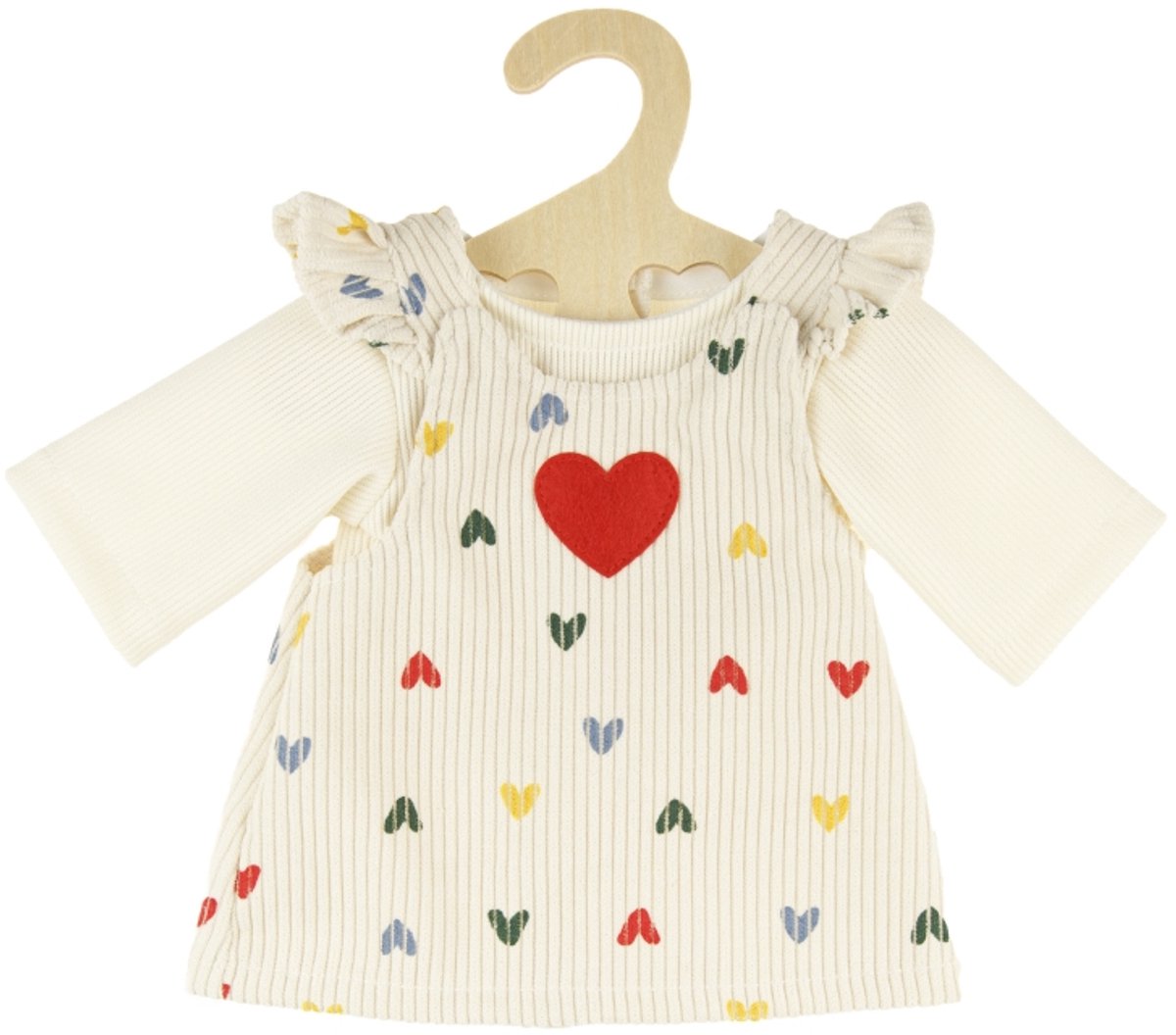 Robe en velours côtelé pour poupées Heless avec confettis cœurs, 28-35 cm