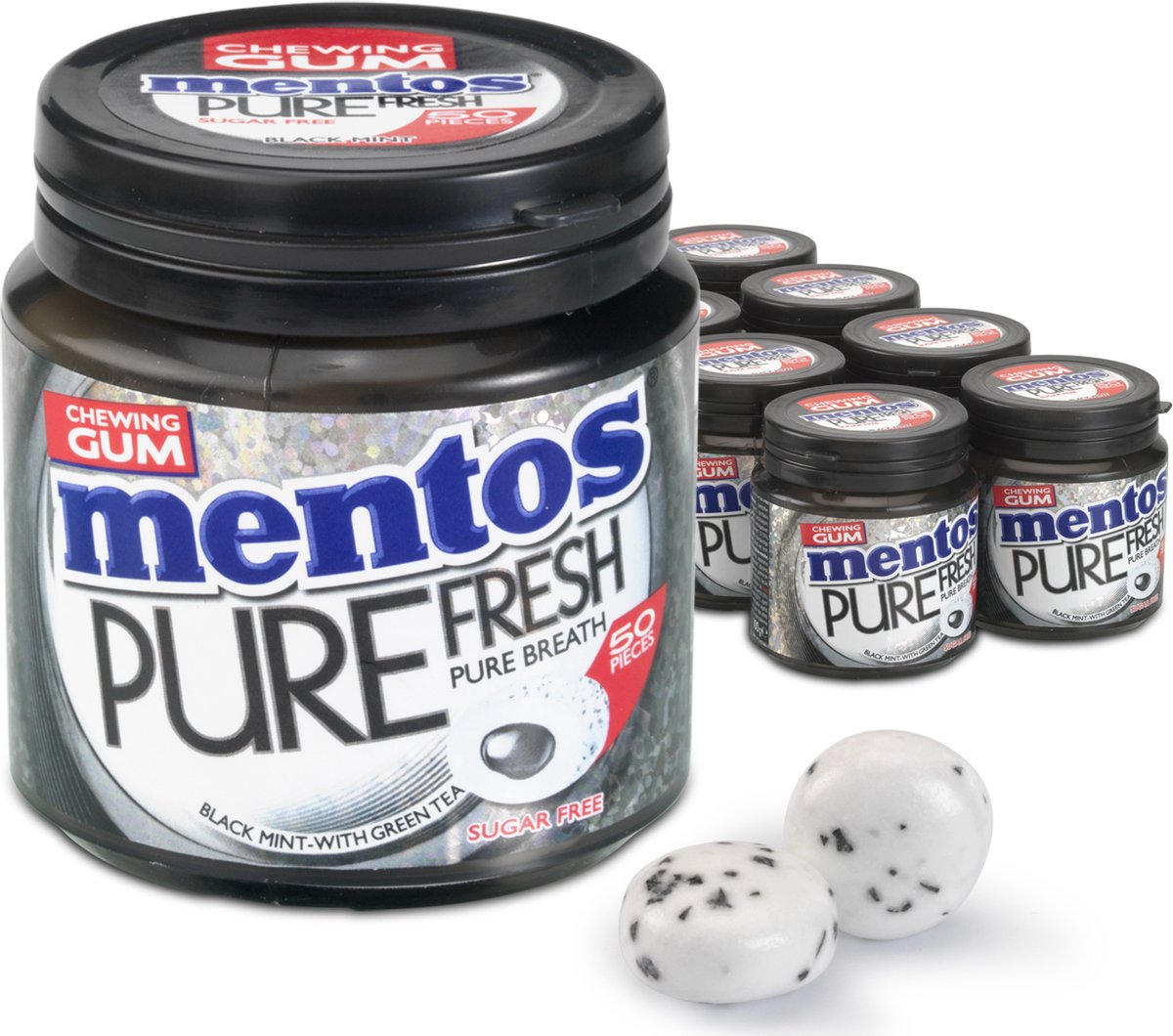 Chewing-gum Mentos pure fresh blackmint - chewing-gum - sans sucre - 8x50 pièces