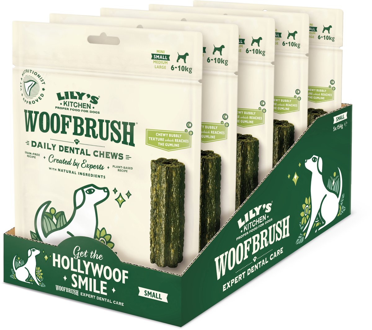 Lily's Kitchen - snacks pour chiens - woofbrush à mâcher dentaire naturel - petit 5 x 154 g