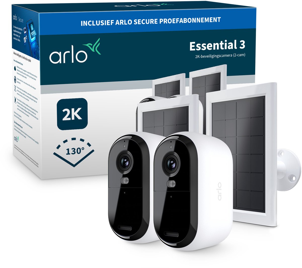 Panneaux solaires pour caméra de sécurité Arlo essential3 2k - paquet de 2