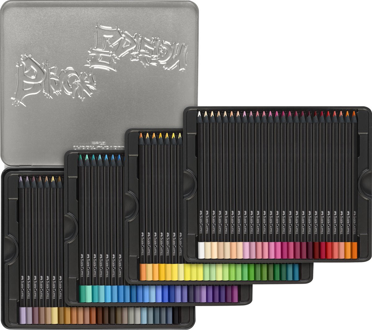 Crayons de couleur Faber-castell - édition noire - 100 pièces en étui métallique - fc-116490