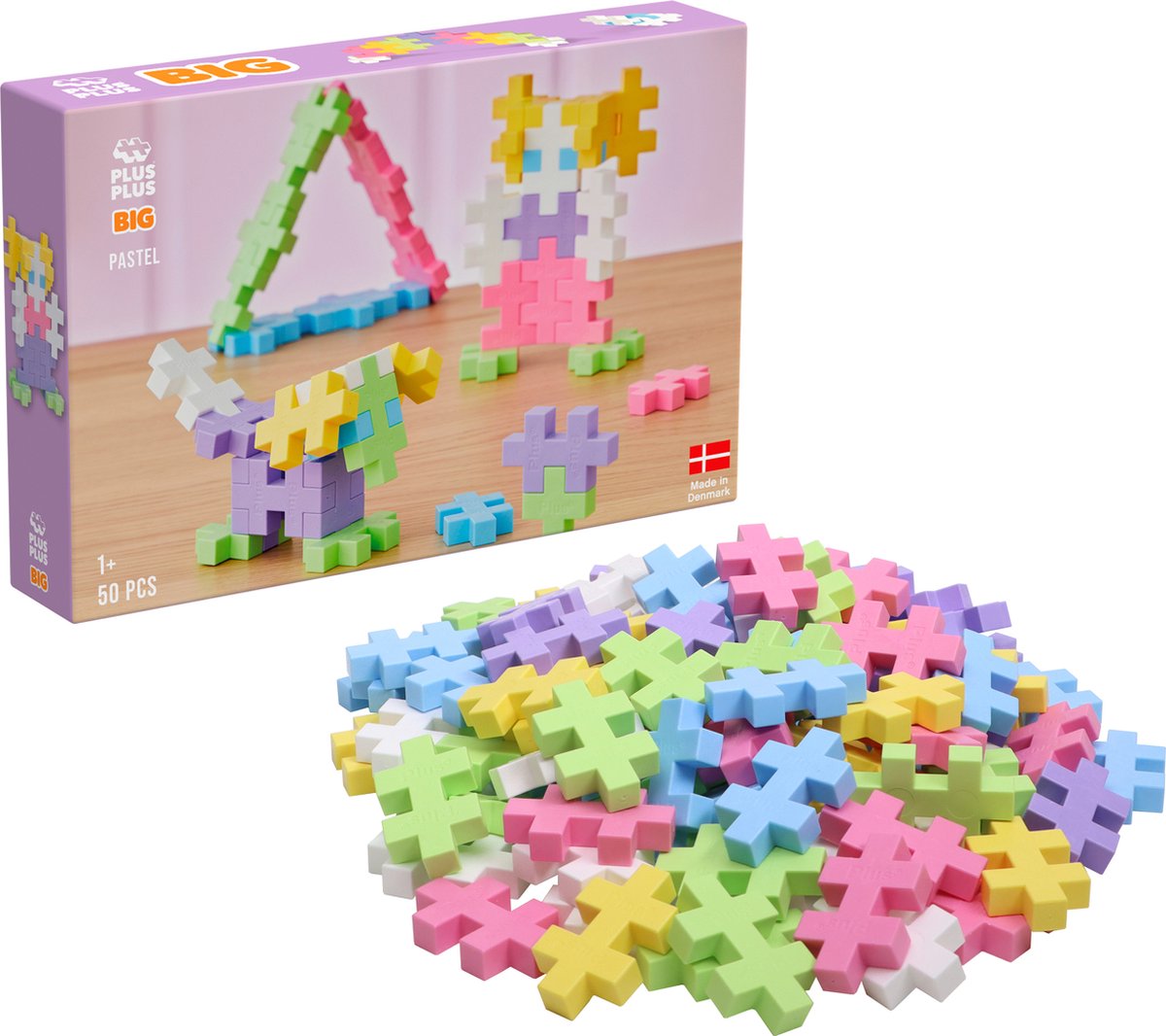 Jeu de construction Plus-Plus Big Pastel 50 pièces - 3273 - jouets de construction - jouets de construction - ensemble avec blocs de construction - à partir de 1 an