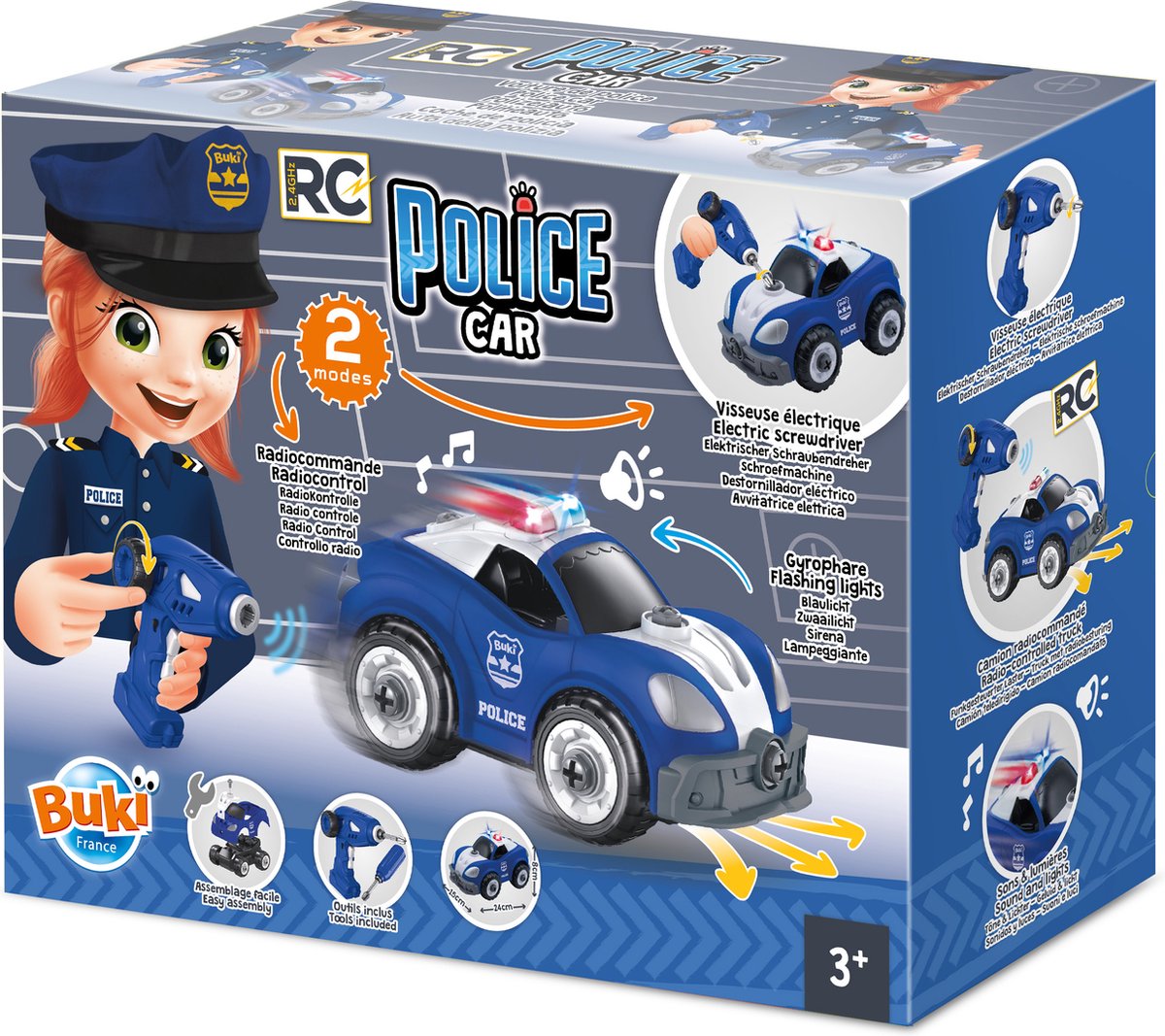Buki France Buki - Voiture de police RC - Véhicule RC junior - Voiture de police télécommandée