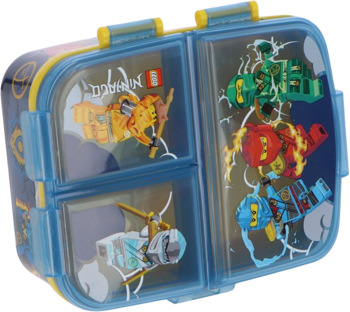 Stor Boîte à lunch pour enfants Lego Ninjago - boîte à lunch avec 4 compartiments pour enfants à partir de 4 ans - passe au lave-vaisselle sans BPA - bleu foncé