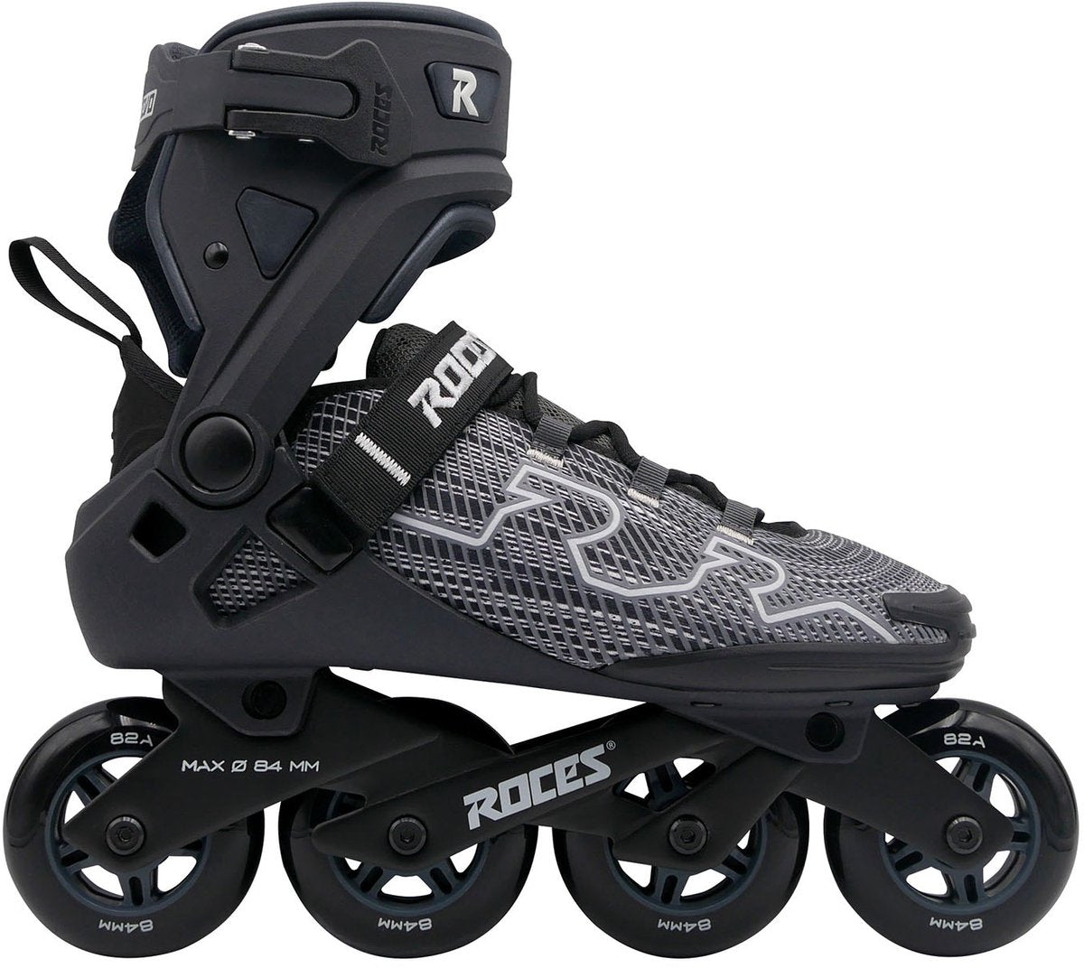 Patins à roues alignées Roces r-evo 84 – 84 mm – botte souple – confort supplémentaire stabilité – verrouillage du talon entrée facile – abec-7 – patins à roues alignées fitness – hommes femmes – noir anthracite – taille 38