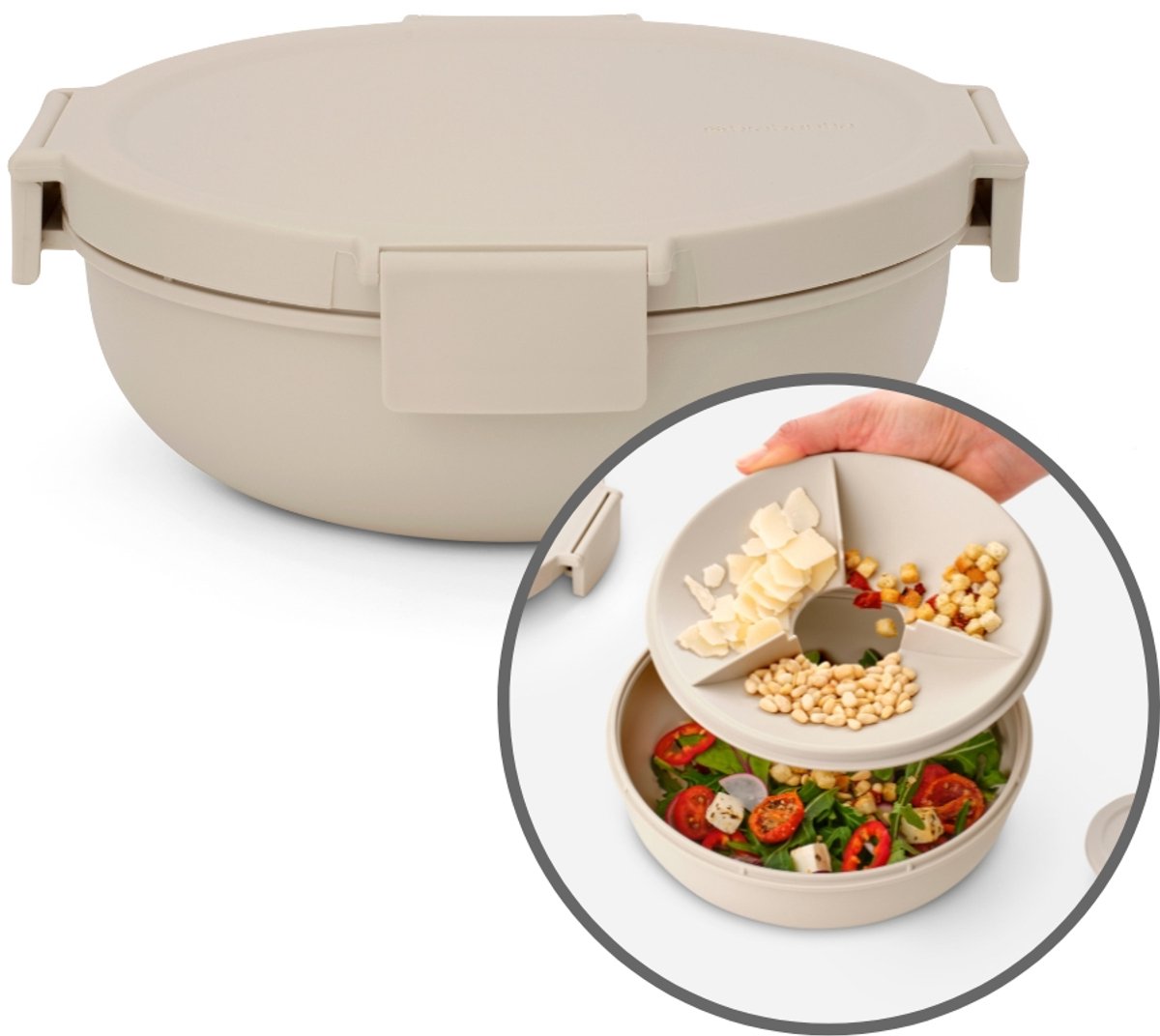Brabantia make take salade lunch box to go - 1,3 l - plastique - beige tendre