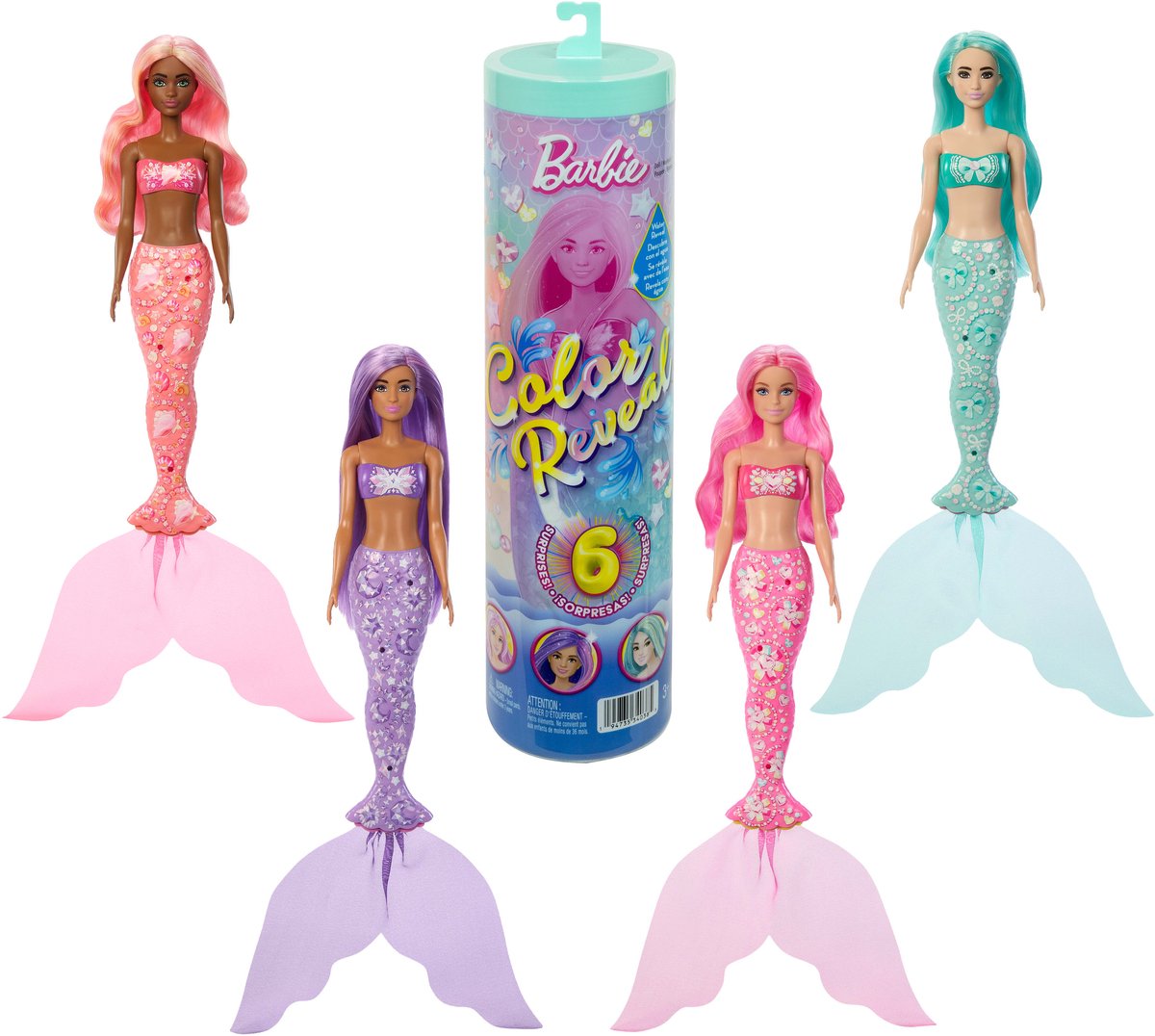 Série Barbie Color Reveal Mermaid - poupée et accessoires avec 6 surprises