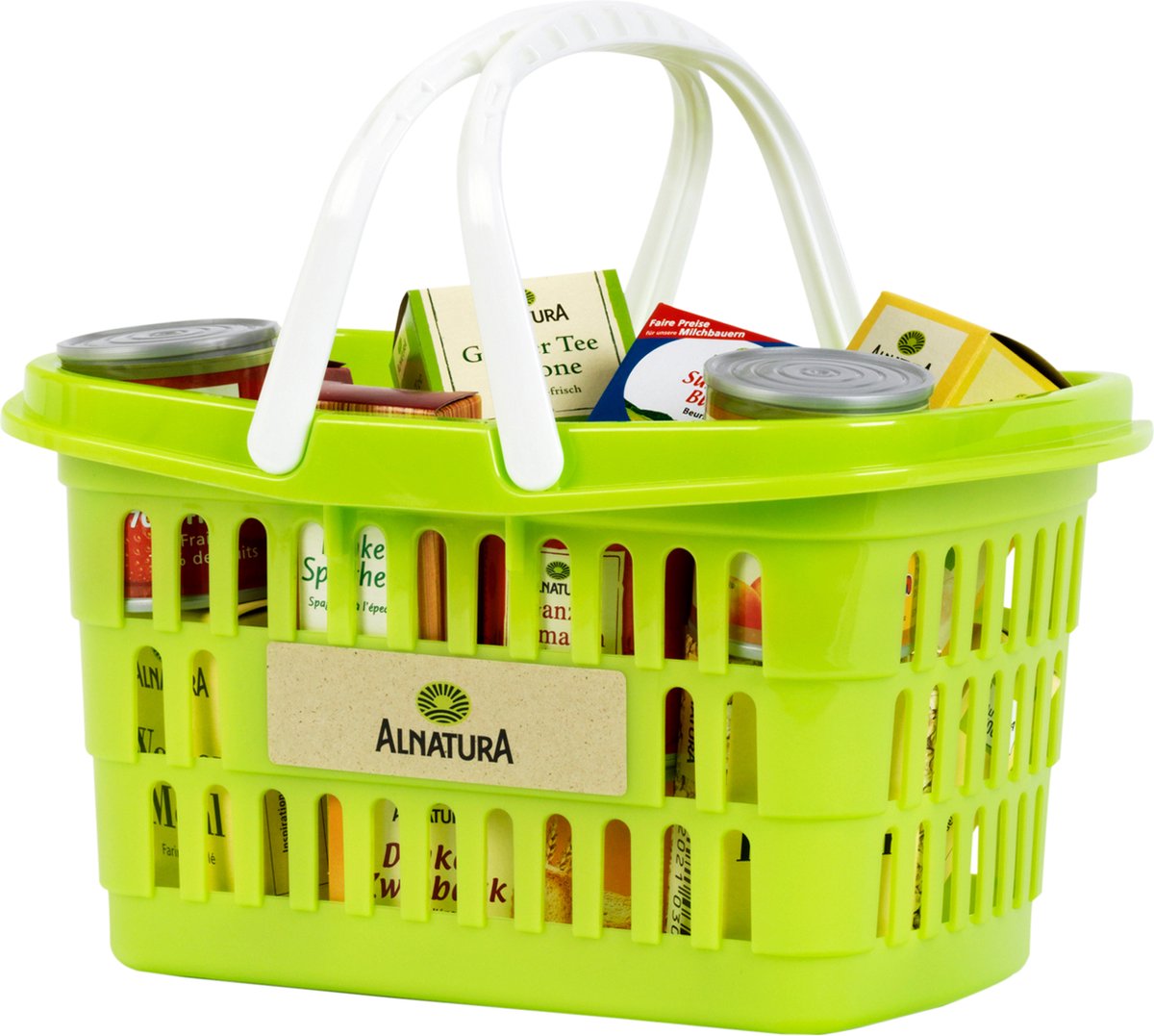 Panier à provisions Klein Toys Alnatura - incl. de nombreuses boîtes et boîtes d'accessoires avec des produits alnatura - en bioplastique et matériau recyclé - vert