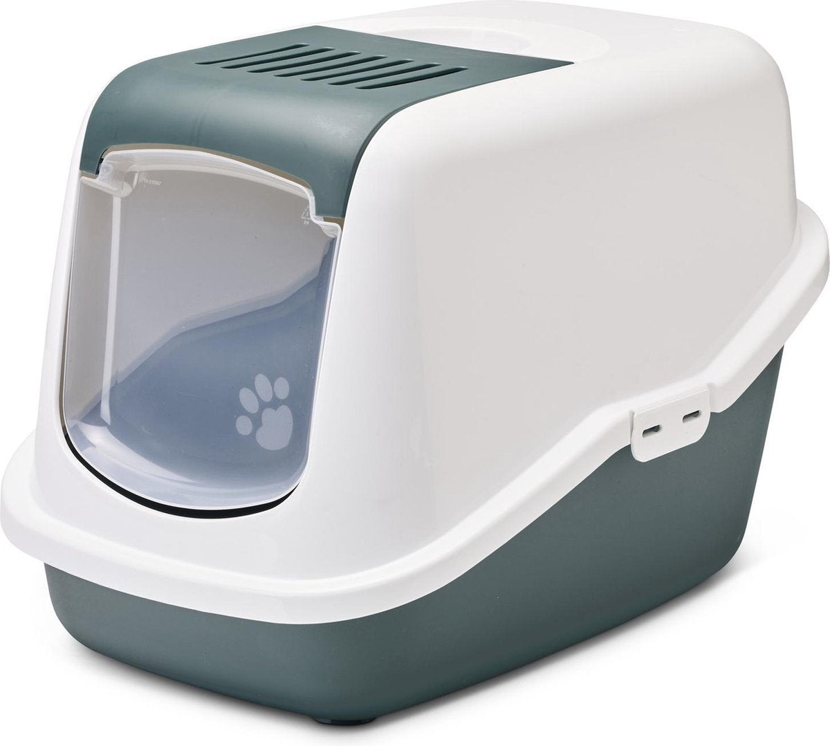 Savic toilette pour chat nestor nordic 56x39x38,5 cm - bac à litière - vert blanc