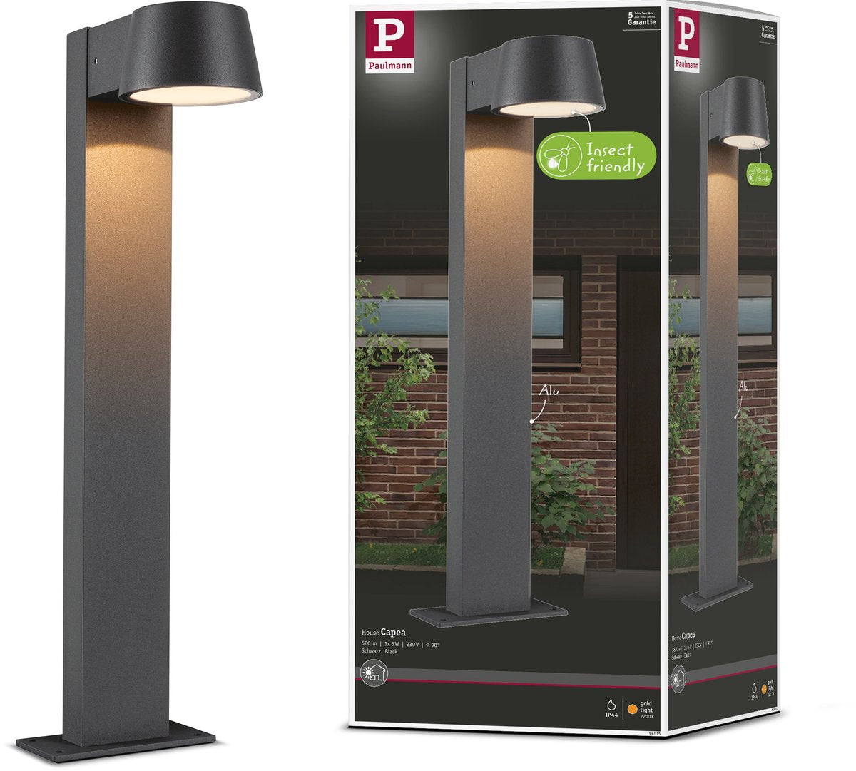 Paulmann Borne d'éclairage LED capea anti-insectes ip44 500 mm 2200k 6w 450lm 230v 98° aluminium anthracite