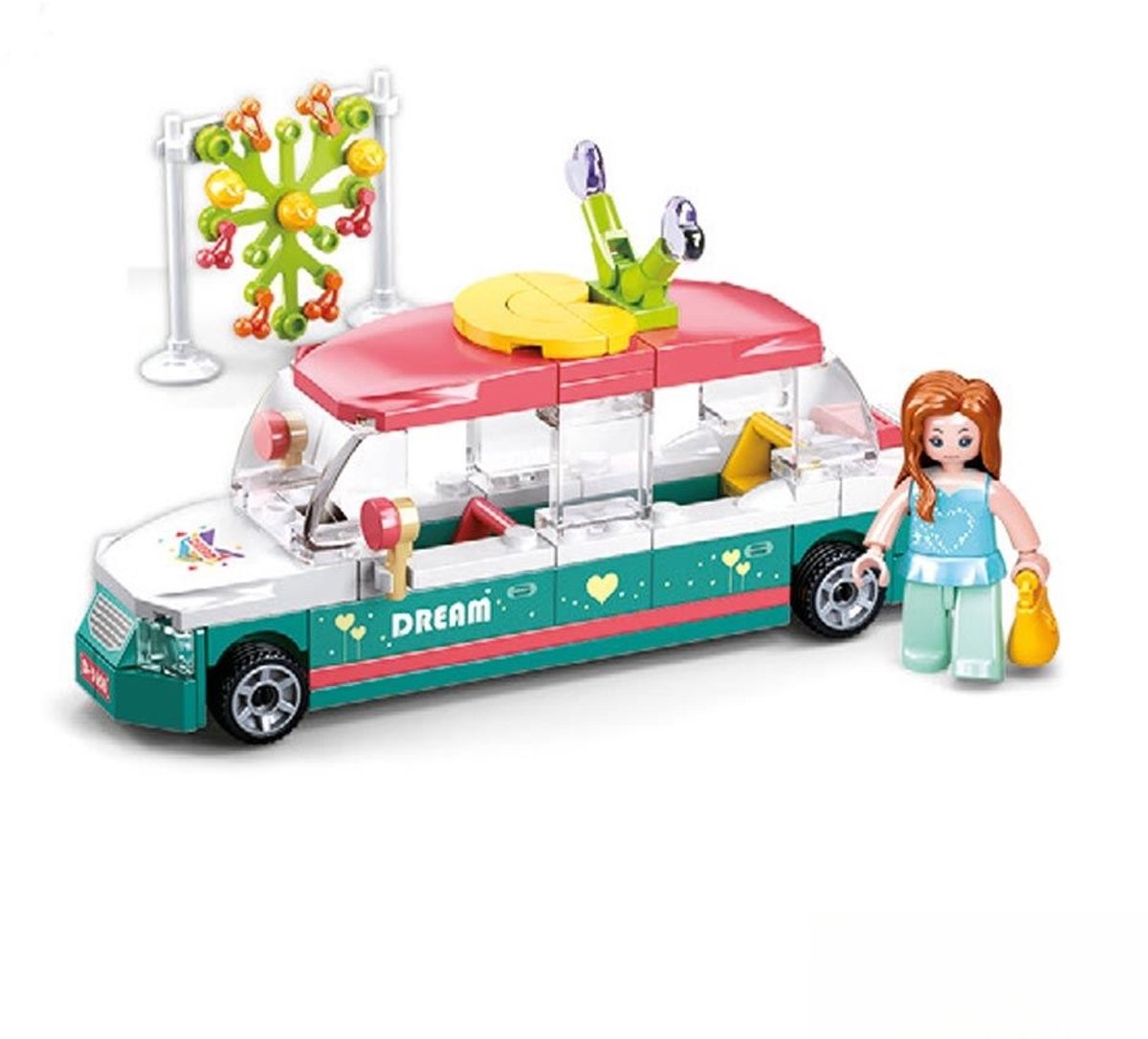 Sluban girls dream limousine jouets de construction pour enfants à partir de 6 ans - jouets de construction modèle de voiture de luxe - boîte de construction avec 117 blocs de construction et 1 figurine - m38-b0921a