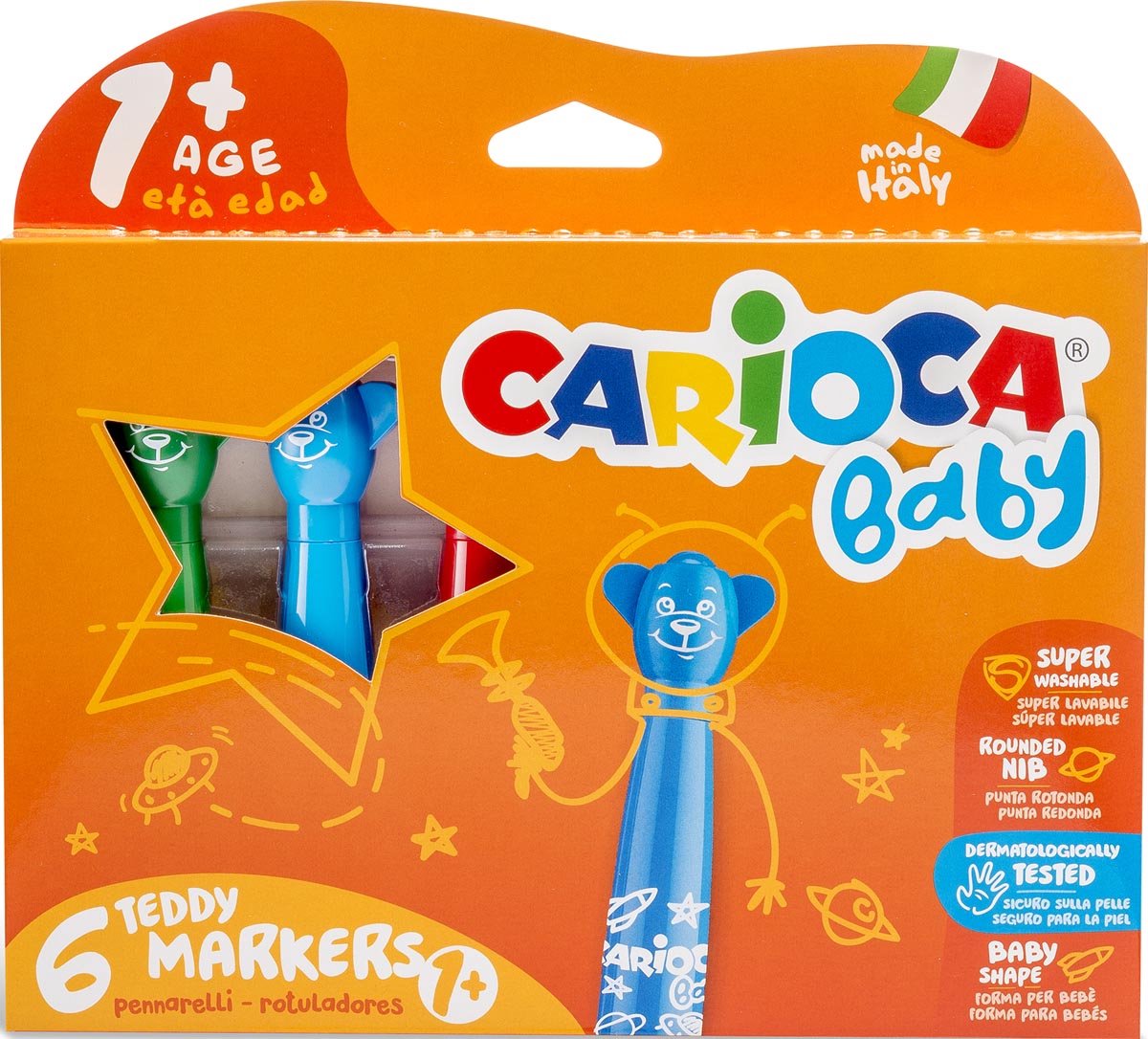 Carioca baby teddy viltstiften 1+ 6st ds