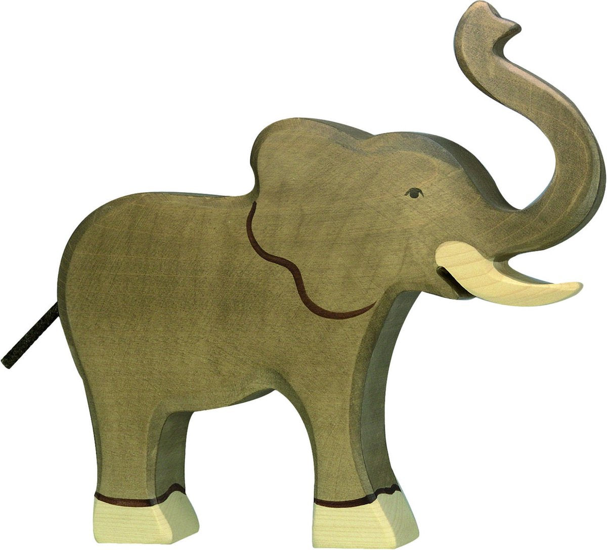 Éléphant Holztiger, trompe relevée. 18cm.