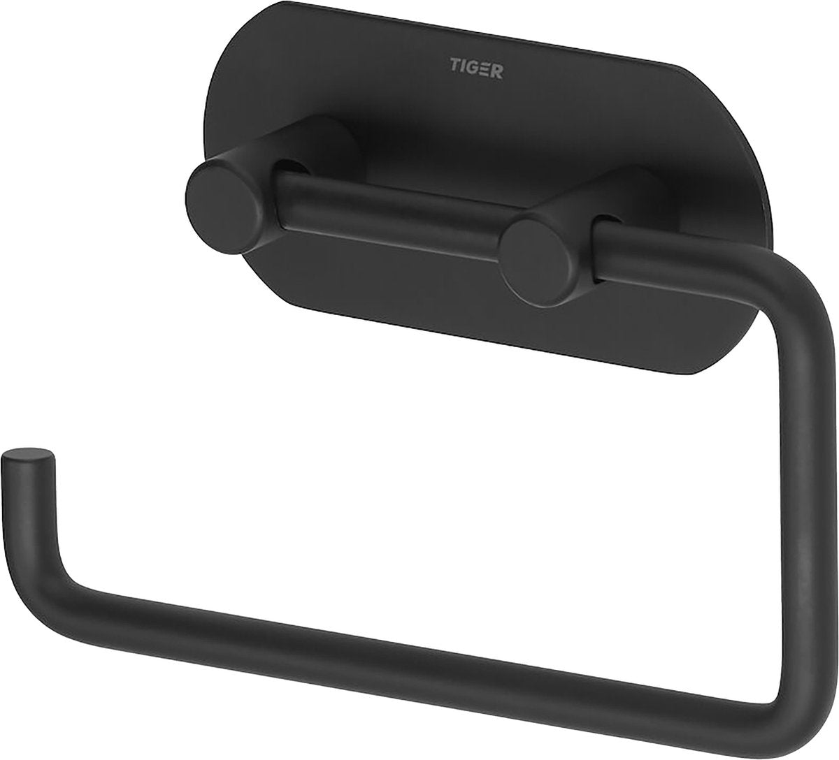 Tiger rondo - porte-rouleau papier toilette sans rabat - sans perçage - ruban adhésif 3m - noir mat