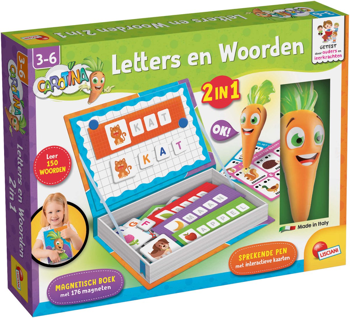 Lisciani carotina - lettres et mots 2 en 1 magnétiques et électroniques