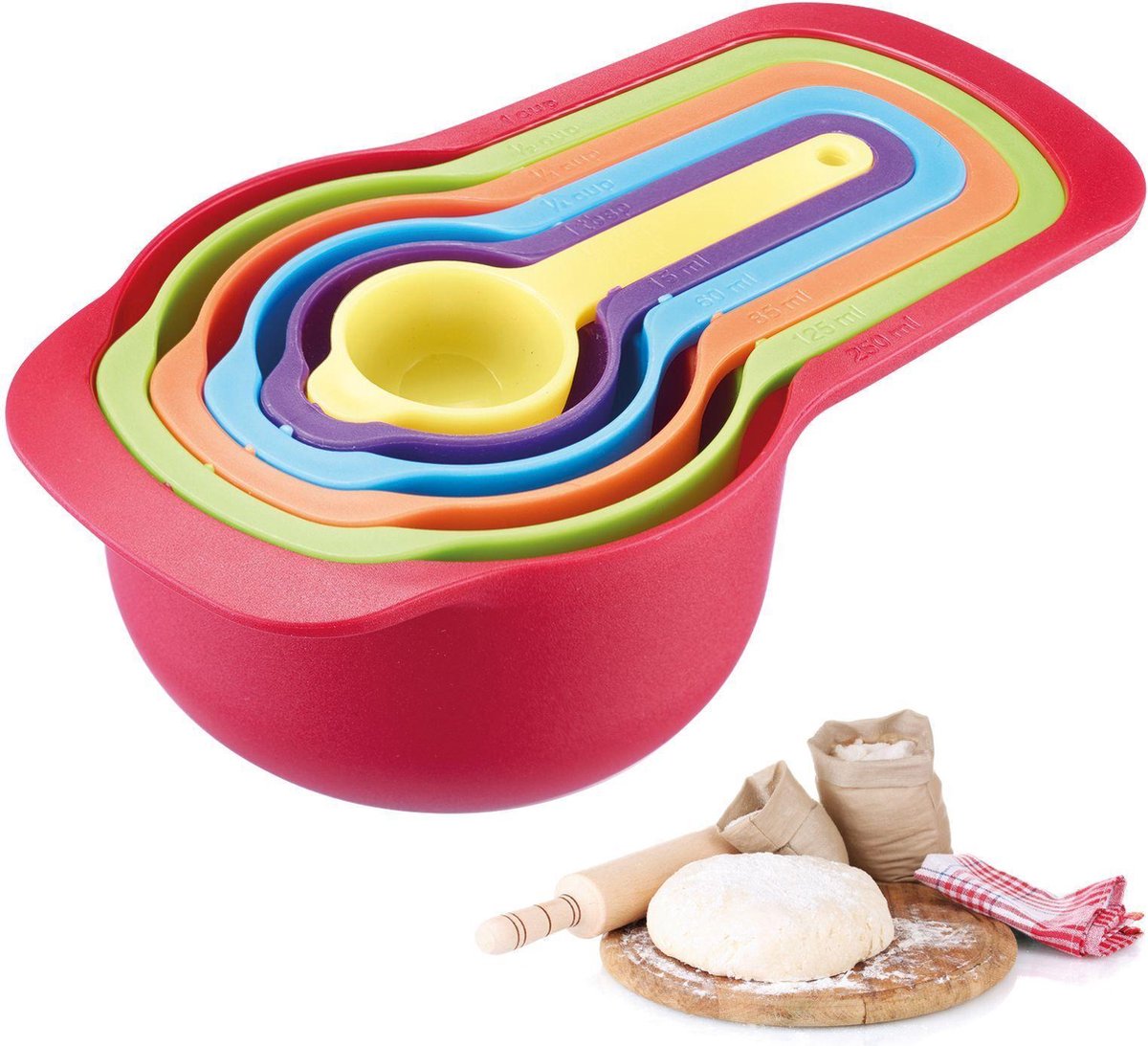 Westmark lot de 6 cuillères doseuses, contenu : 7,5 15 60 85 125 250 ml, plastique, sans BPA, matroschka, coloré, 30582270