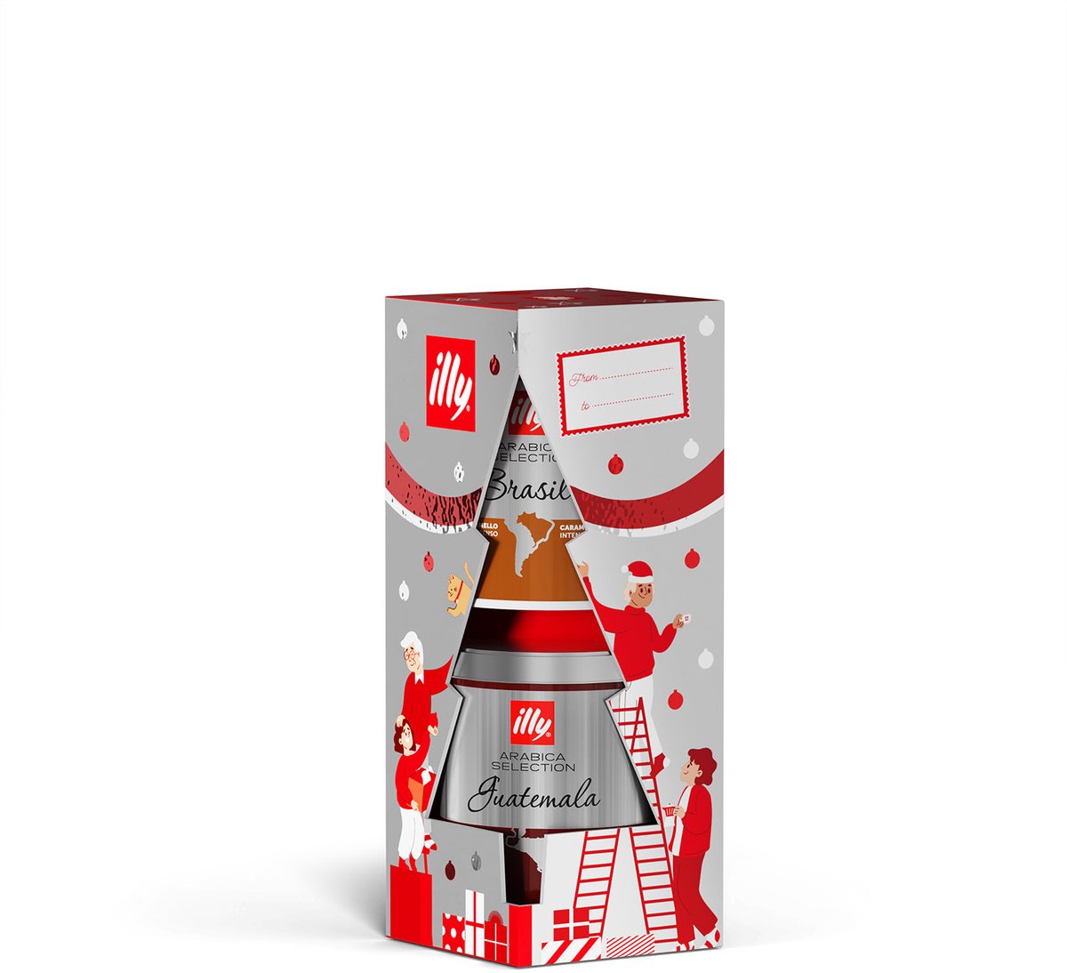 Café moulu Sapin de Noël Illy Sélection Arabica Brésil et Guatemala - 125 grammes - Noël
