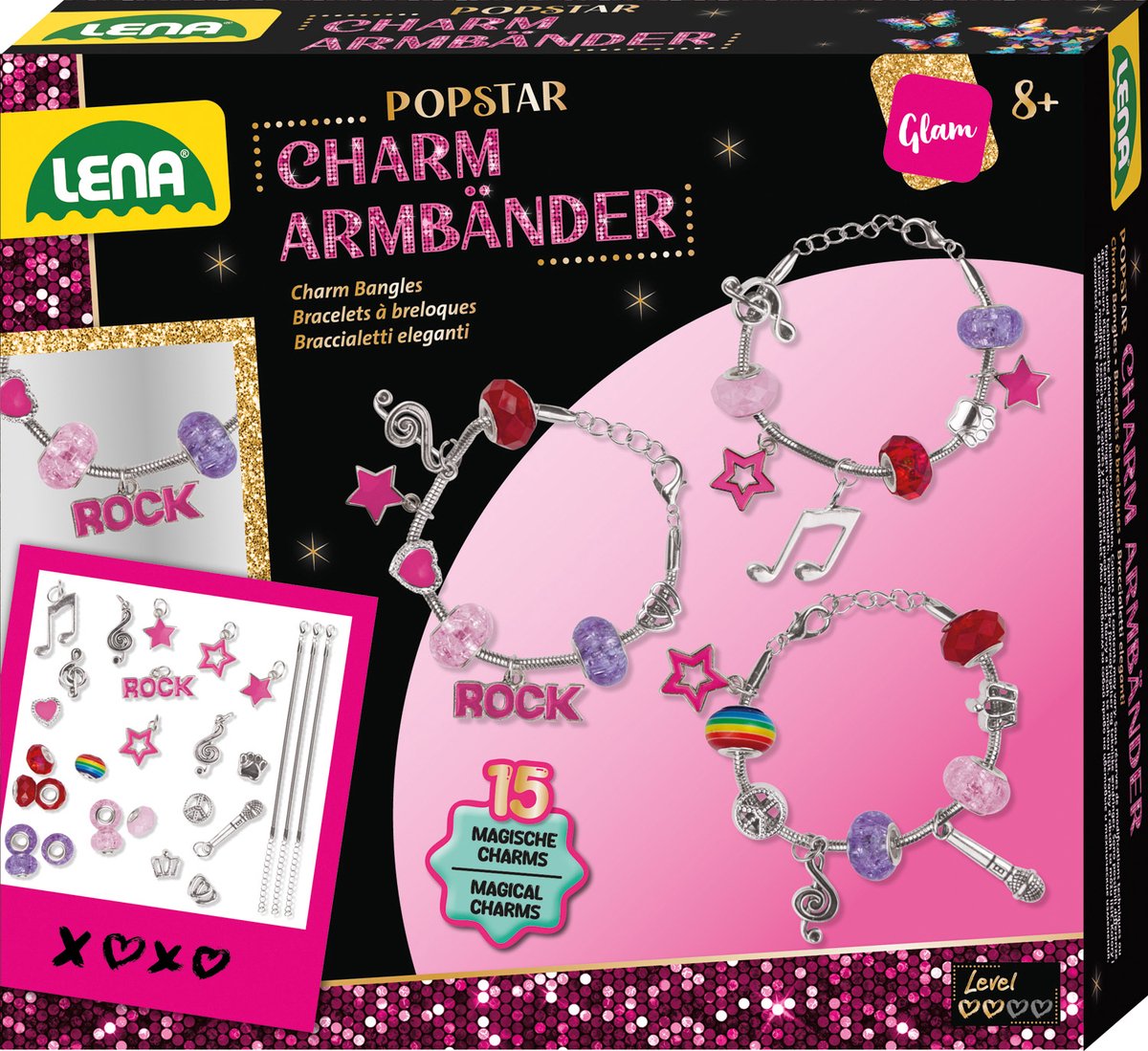 Ensemble de bijoux popstar avec bracelets à breloques Lena pour enfants multicolore.