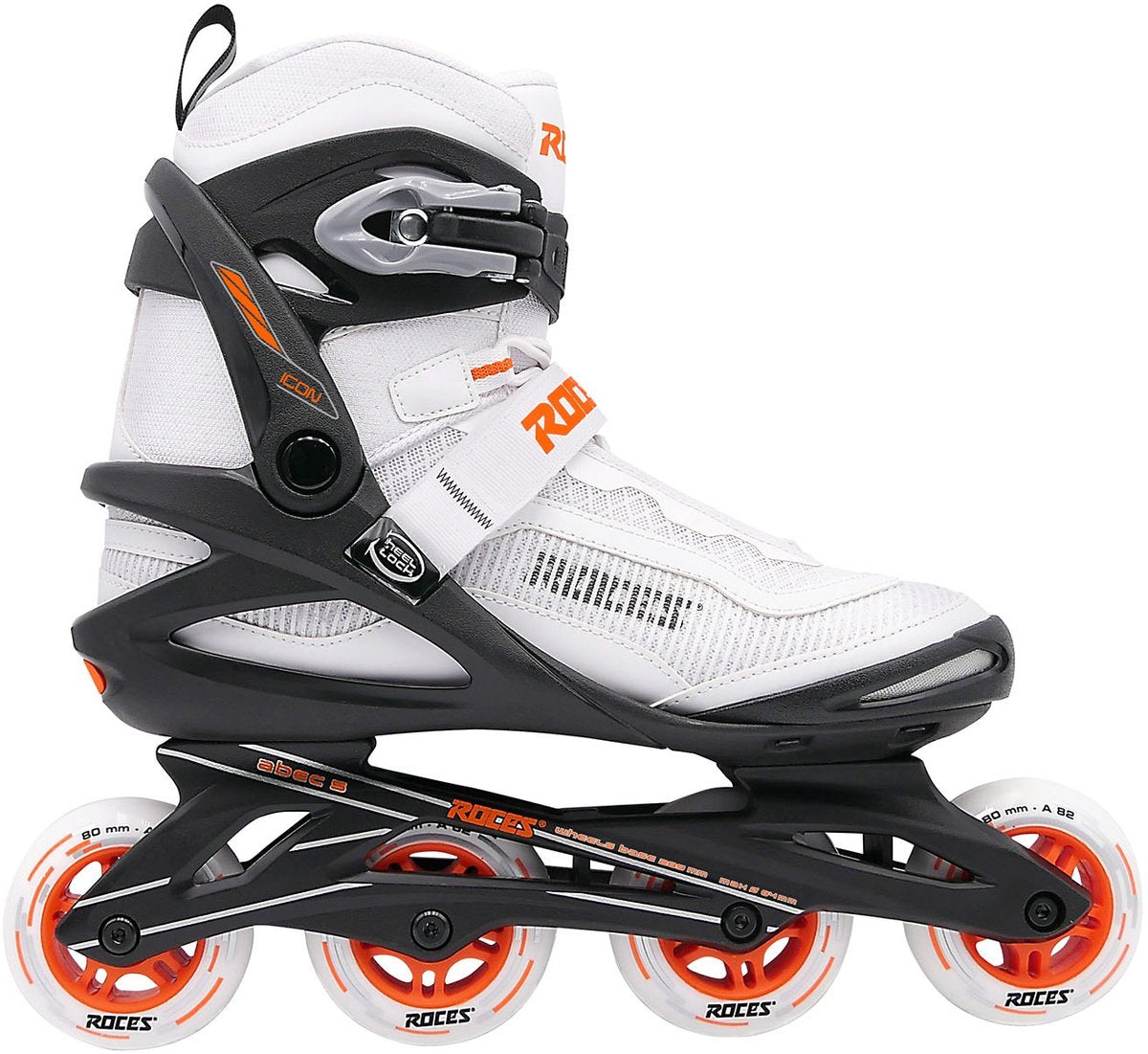 Roces icon x 80 rollers en ligne - rollers en ligne - blanc orange - taille 40
