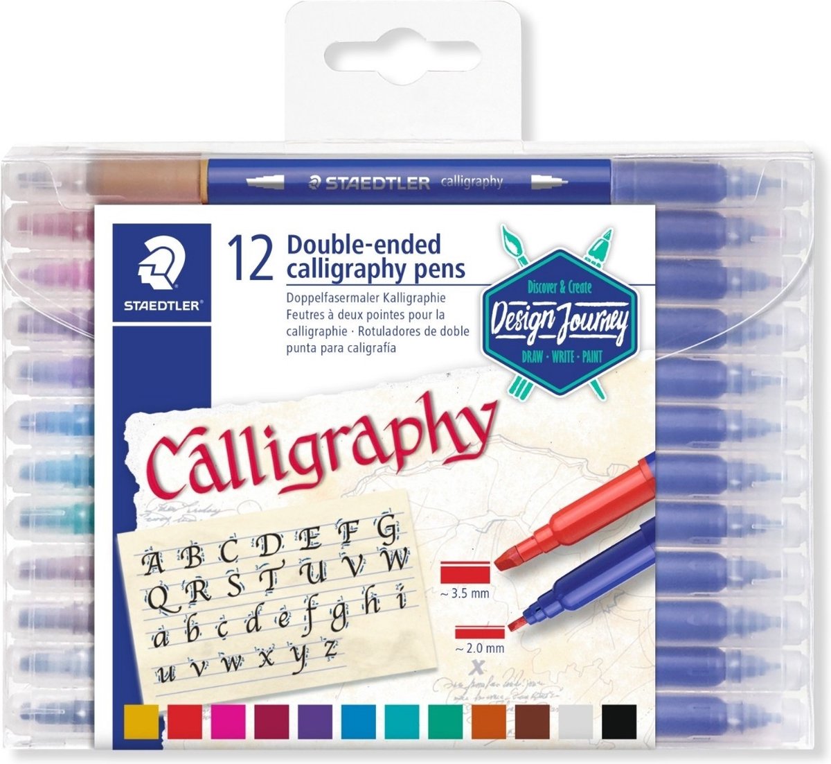 Stylo de calligraphie Quantore pointe duo - 12 couleurs