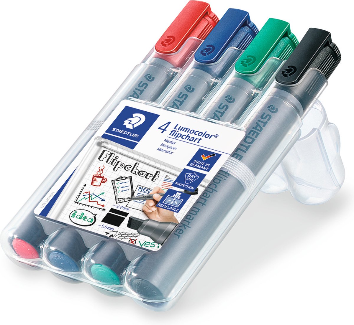 Staedtler feutre paperboard lumocolor 356 à pointe biseautée - boîte 4 couleurs