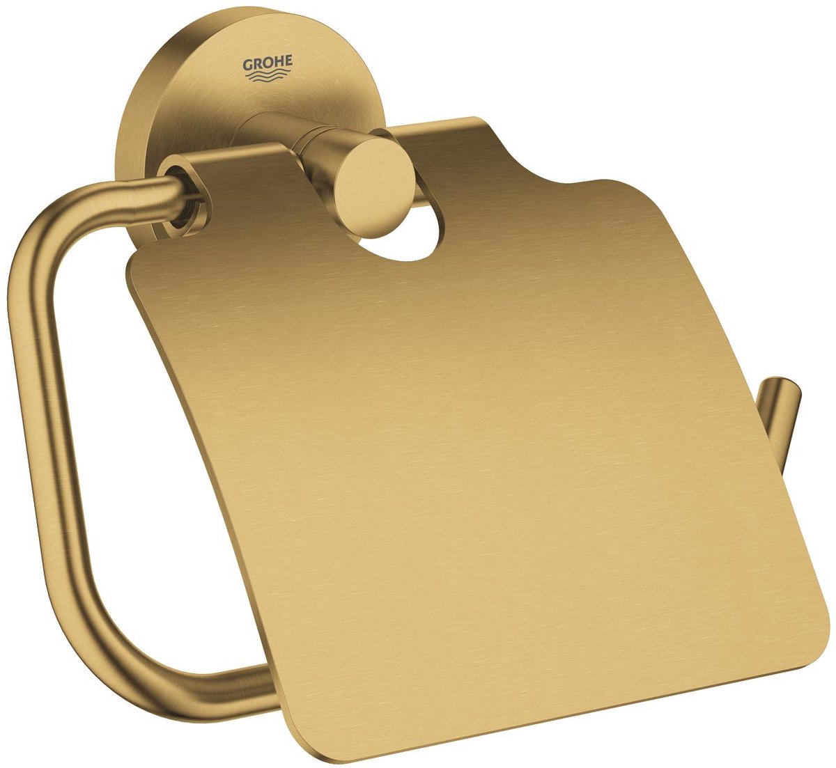 Porte-rouleau de papier toilette Grohe essentials - avec couvercle - brossé cool Sunrise (or mat)