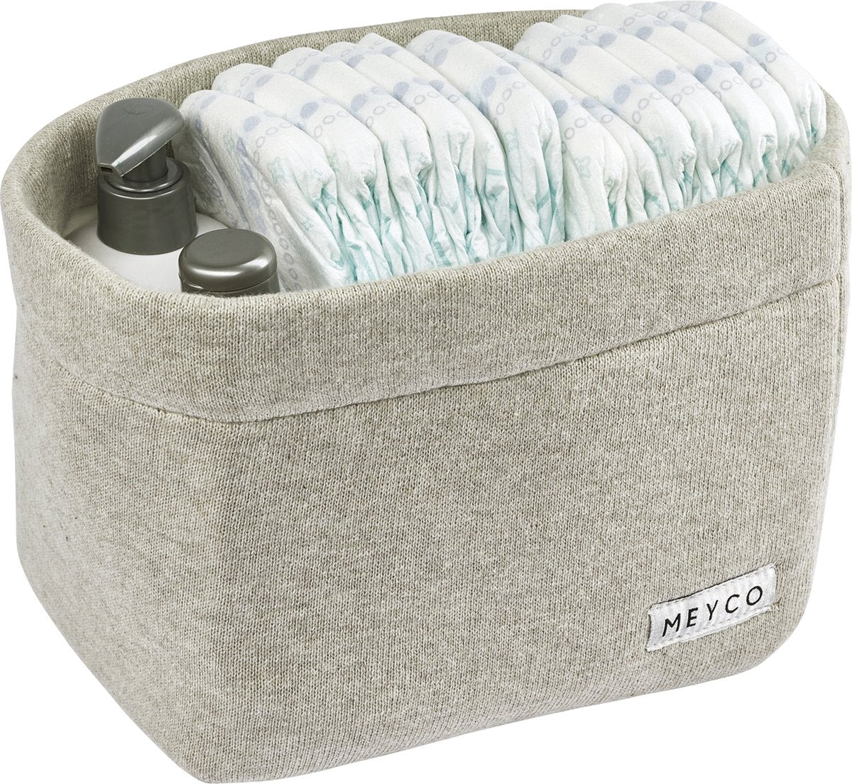 Panier à langer basique en tricot pour bébé Meyco - mélange sable - petit