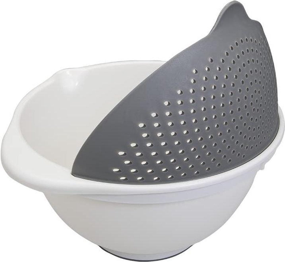Passoire et bol Metaltex 2 en 1 - 25 cm - capacité 3,5 litres - blanc gris