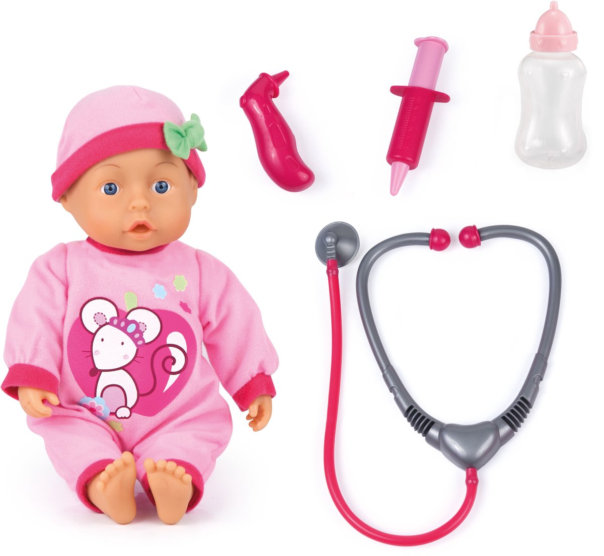 Bayer design - ensemble bébé poupée docteur 33cm en rose